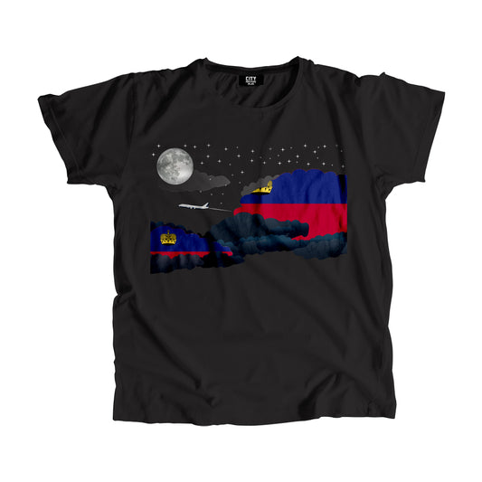 Liechtenstein Night Clouds Airplane Airport Flight Men Unisex T-Shirt Night Clouds Airplane Airport Flight T-Shirt