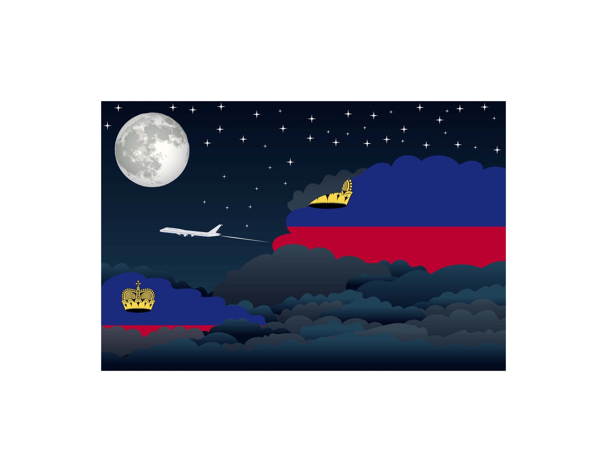 Liechtenstein Night Clouds Canvas Print Framed
