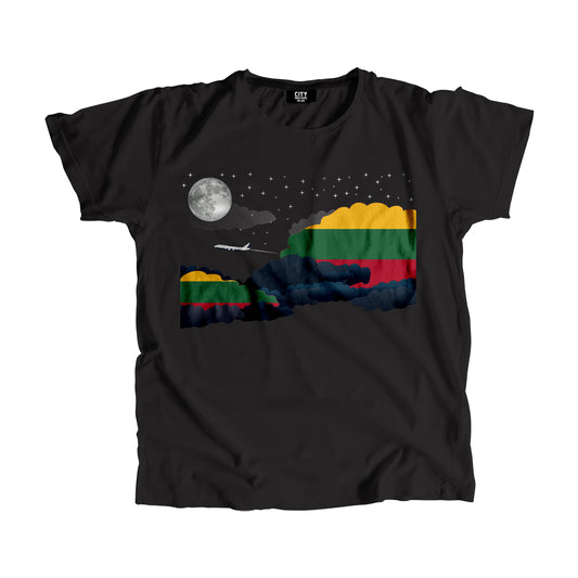 Lithuania Night Clouds Airplane Airport Flight Men Unisex T-Shirt Night Clouds Airplane Airport Flight T-Shirt