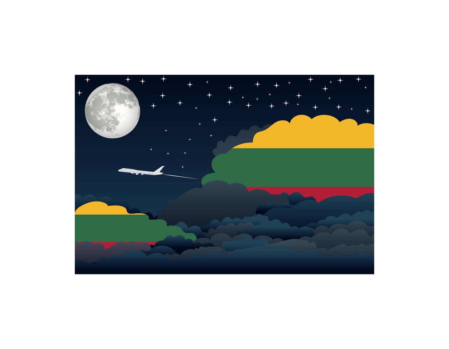 Lithuania Night Clouds Canvas Print Framed