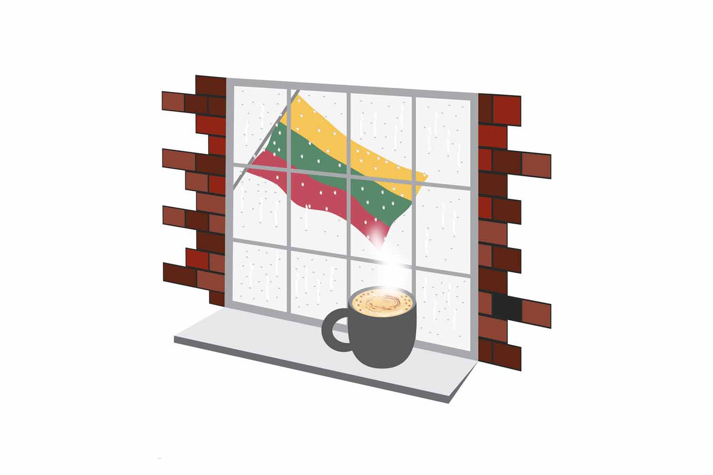 Lithuania Coffee Rain Window Fridge Magnet