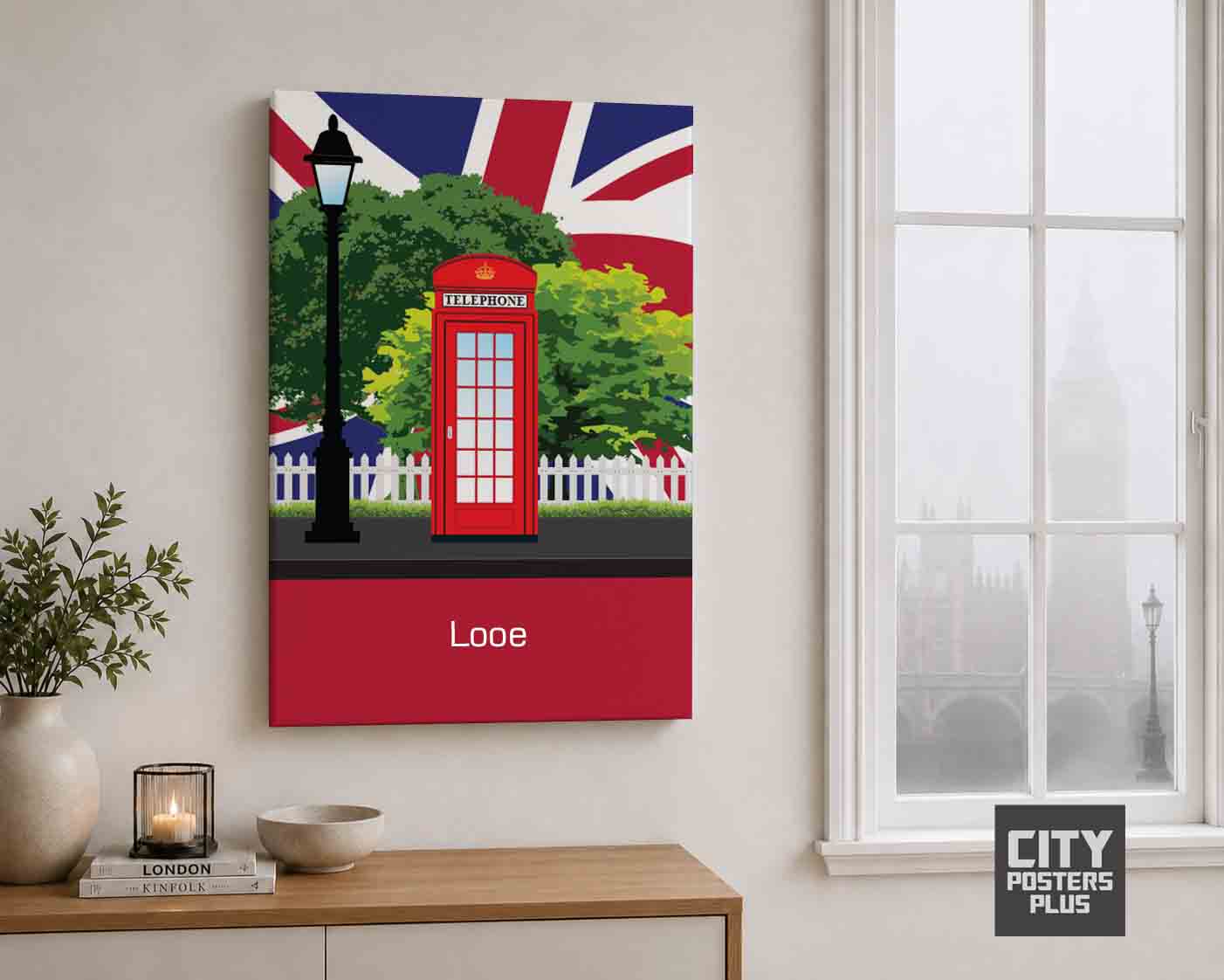 Looe Red Telephone Box Canvas Wrapped | 360 Images Plus