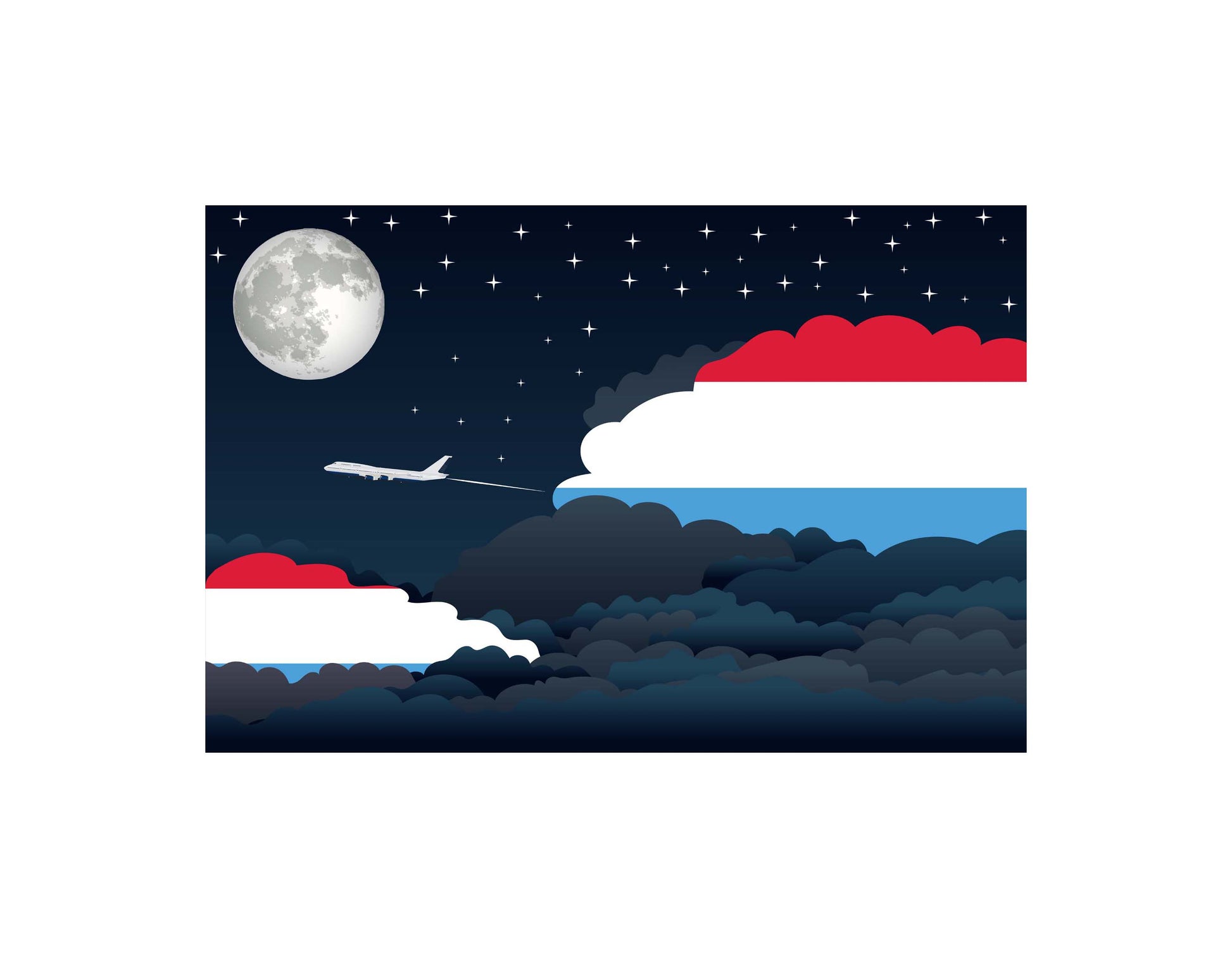 Luxembourg Night Clouds Canvas Print Framed