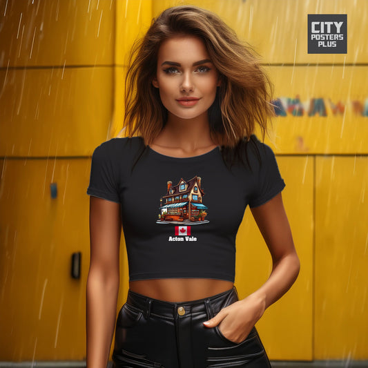 Acton Vale Women Crop Tops Canada T-Shirt | Canadian Travel Apparel