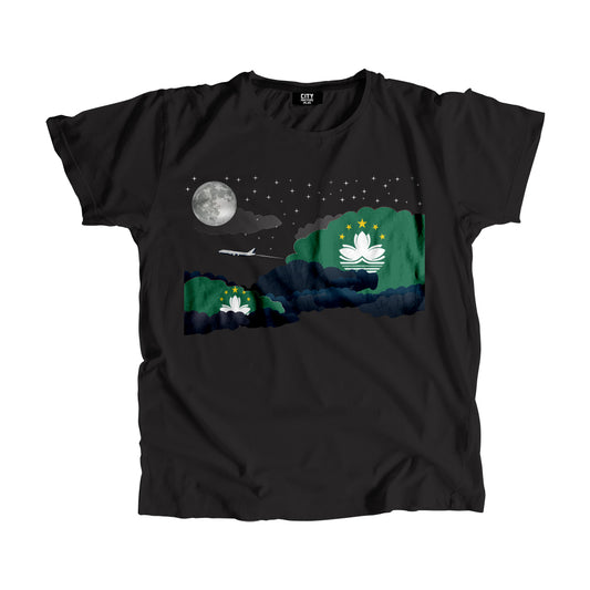 Macau Night Clouds Airplane Airport Flight Men Unisex T-Shirt Night Clouds Airplane Airport Flight T-Shirt