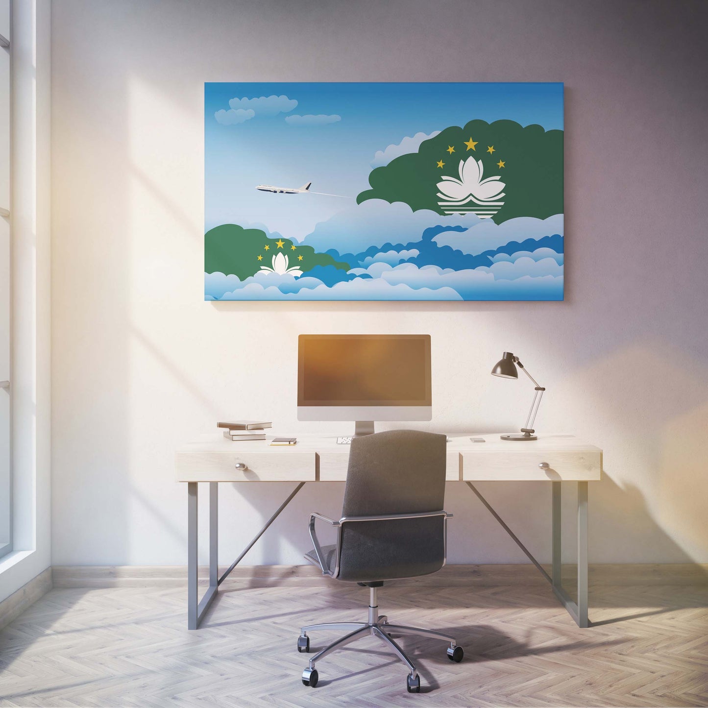 Macau Day Clouds Canvas Print Framed
