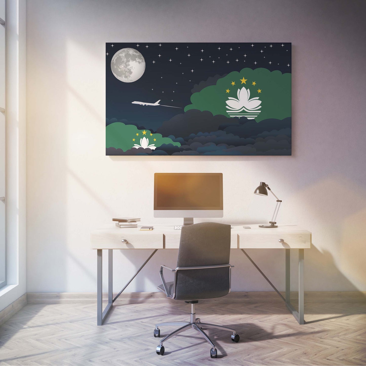 Macau Night Clouds Canvas Print Framed