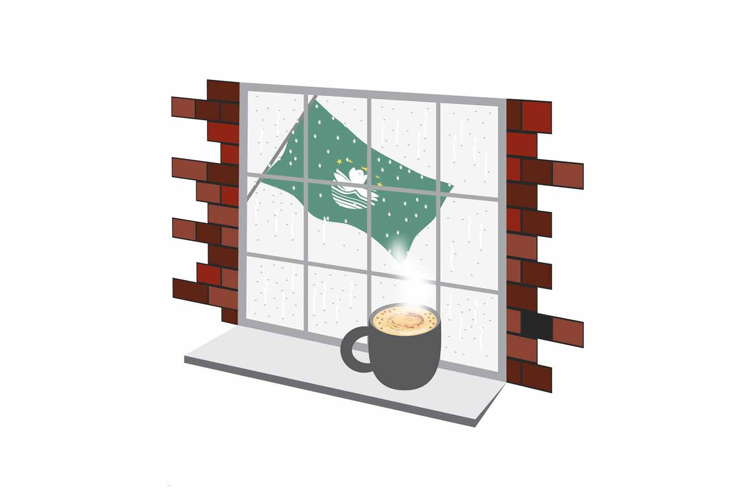 Macau Coffee Rain Window Fridge Magnet