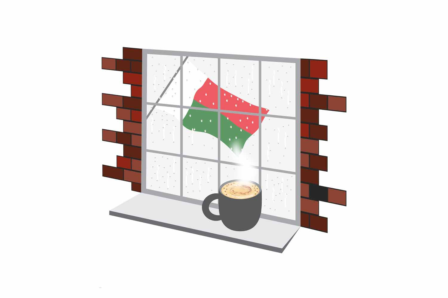 Madagascar Coffee Rain Window Fridge Magnet