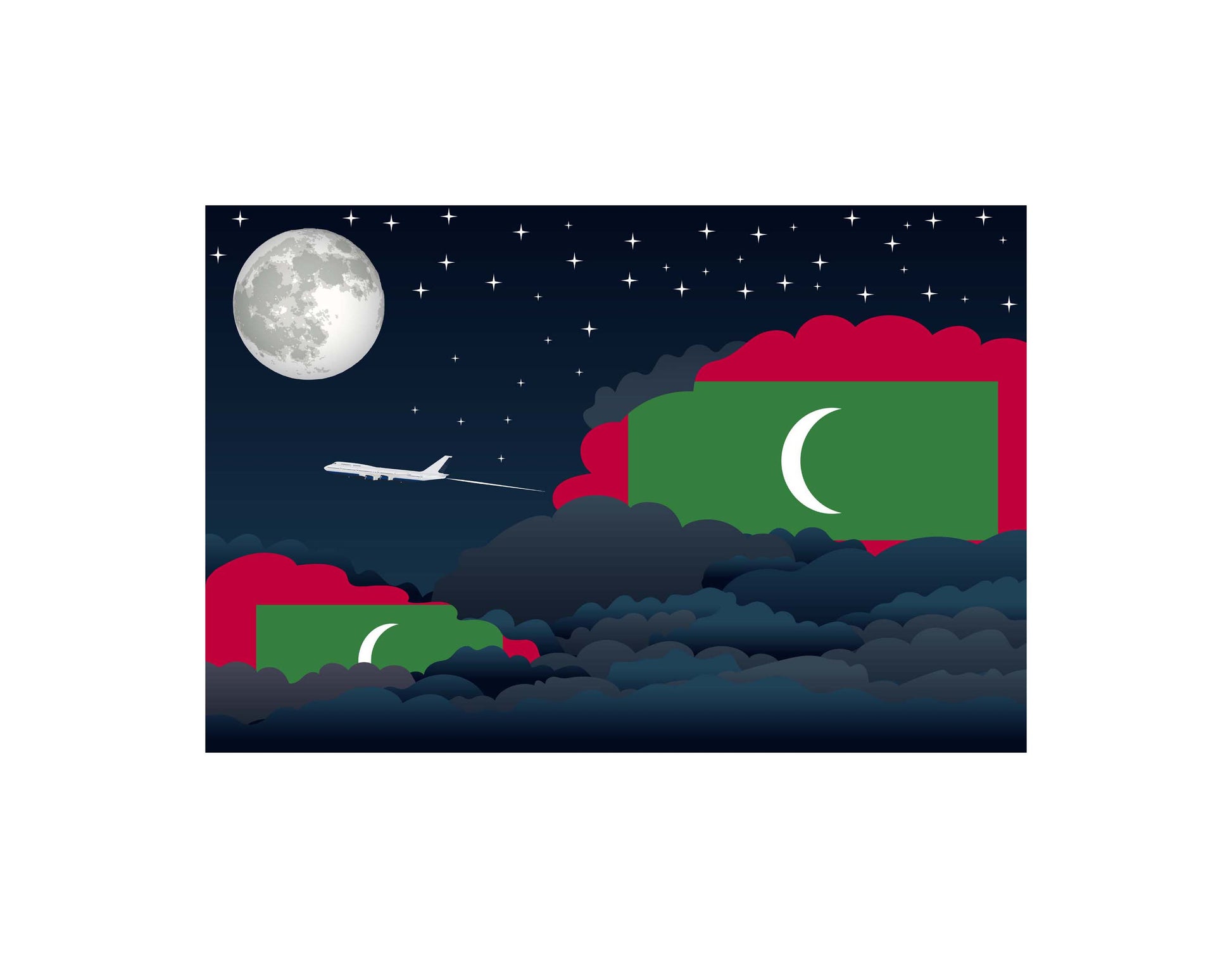 Maldives Night Clouds Canvas Print Framed