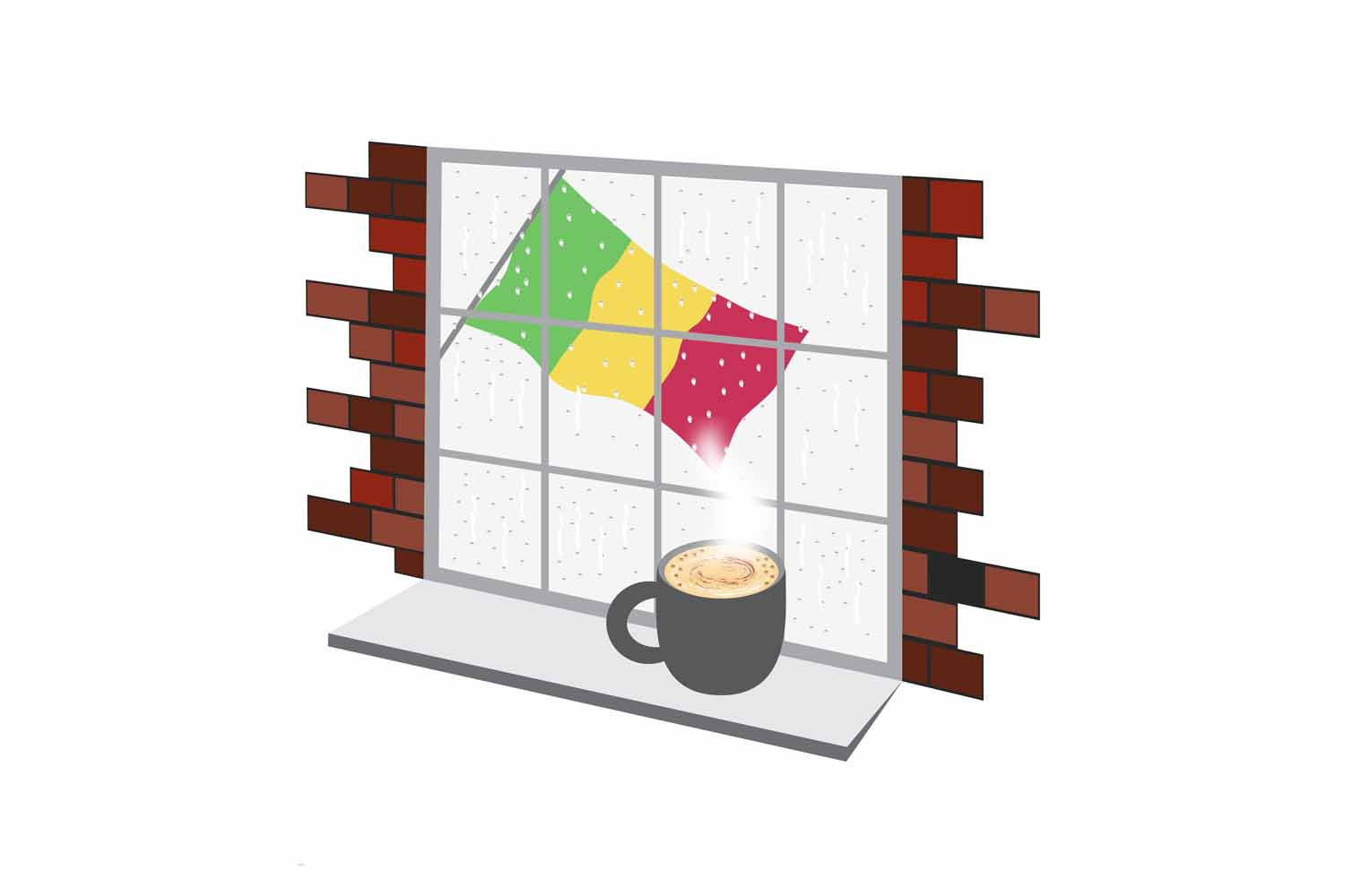 Mali Coffee Rain Window Fridge Magnet