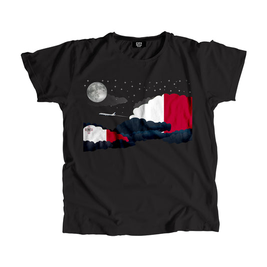 Malta Night Clouds Airplane Airport Flight Men Unisex T-Shirt Night Clouds Airplane Airport Flight T-Shirt