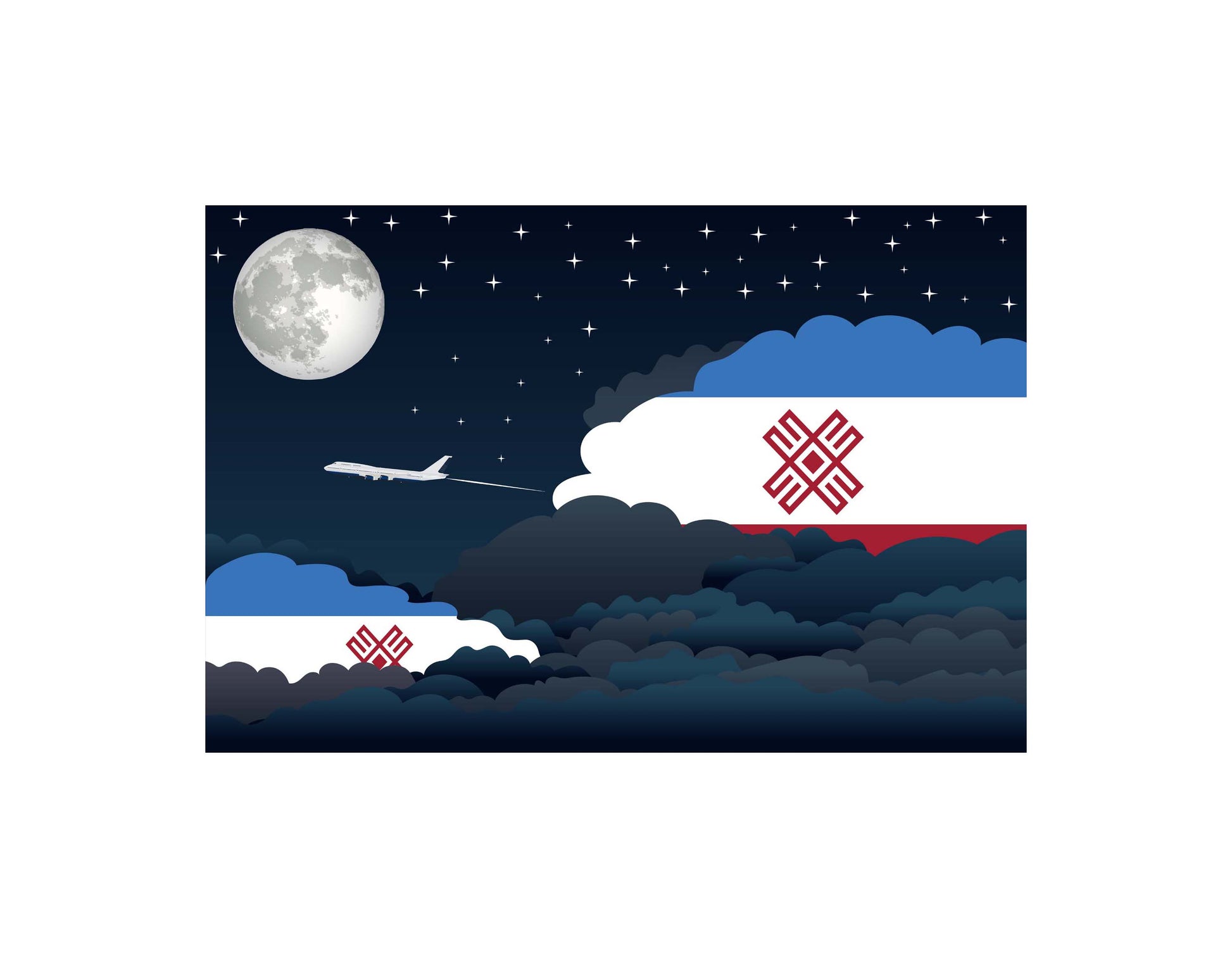 Mari El Night Clouds Canvas Print Framed