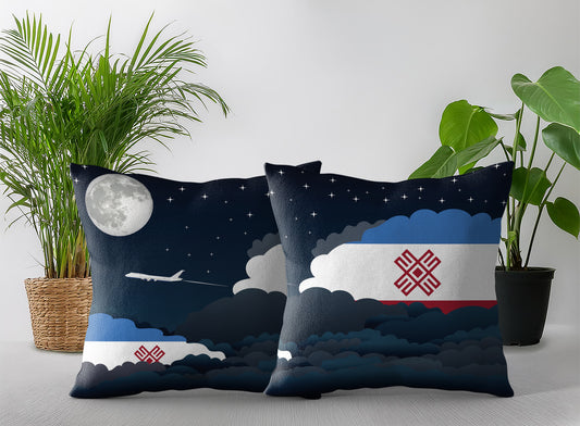 Mari El World Airplane Night Clouds Square & Rectangle Pillow Cases | Aviation Night Sky Pillow Covers