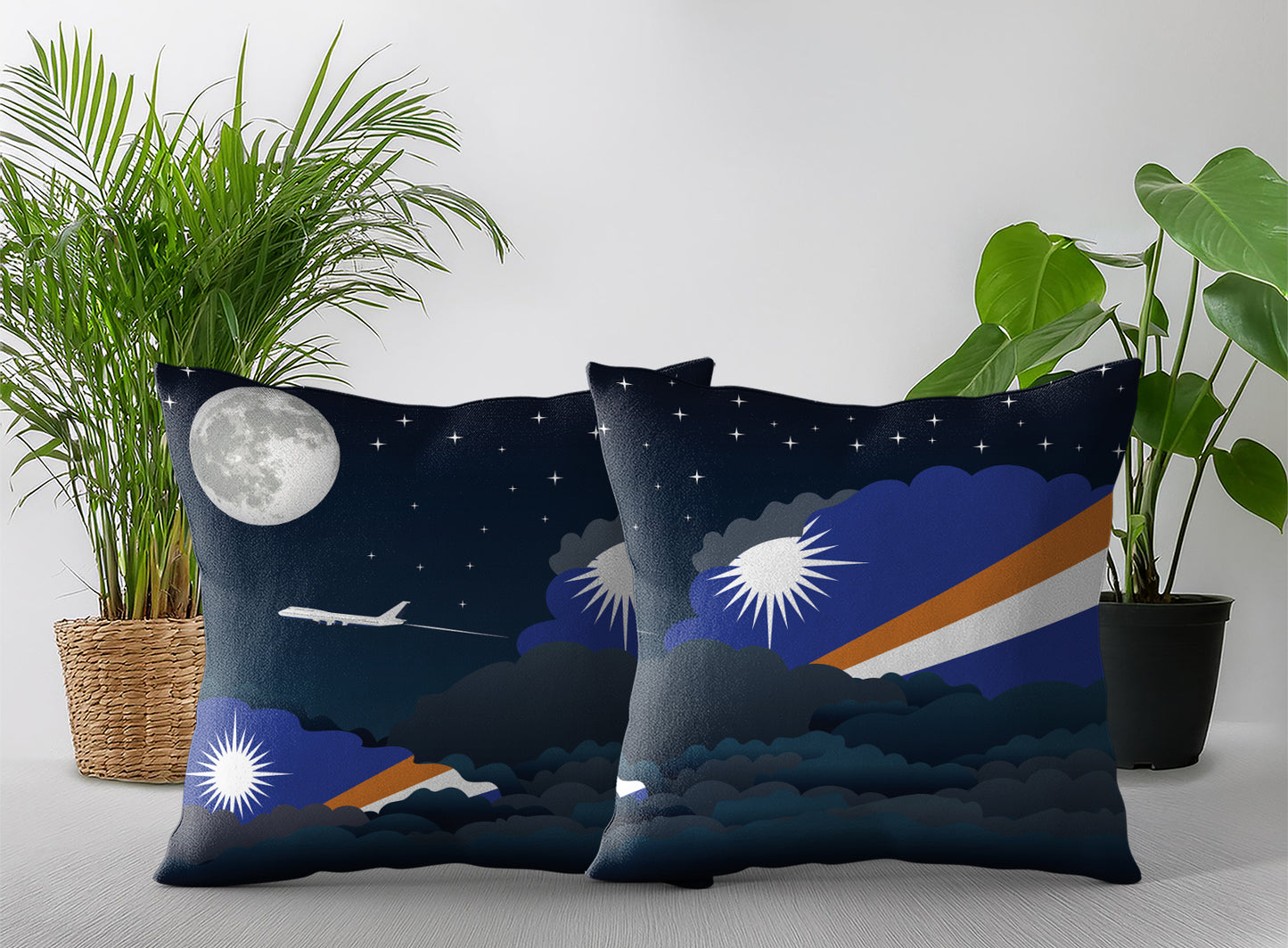 Marshall Islands Night Clouds Pillow Case and Pillow Throw