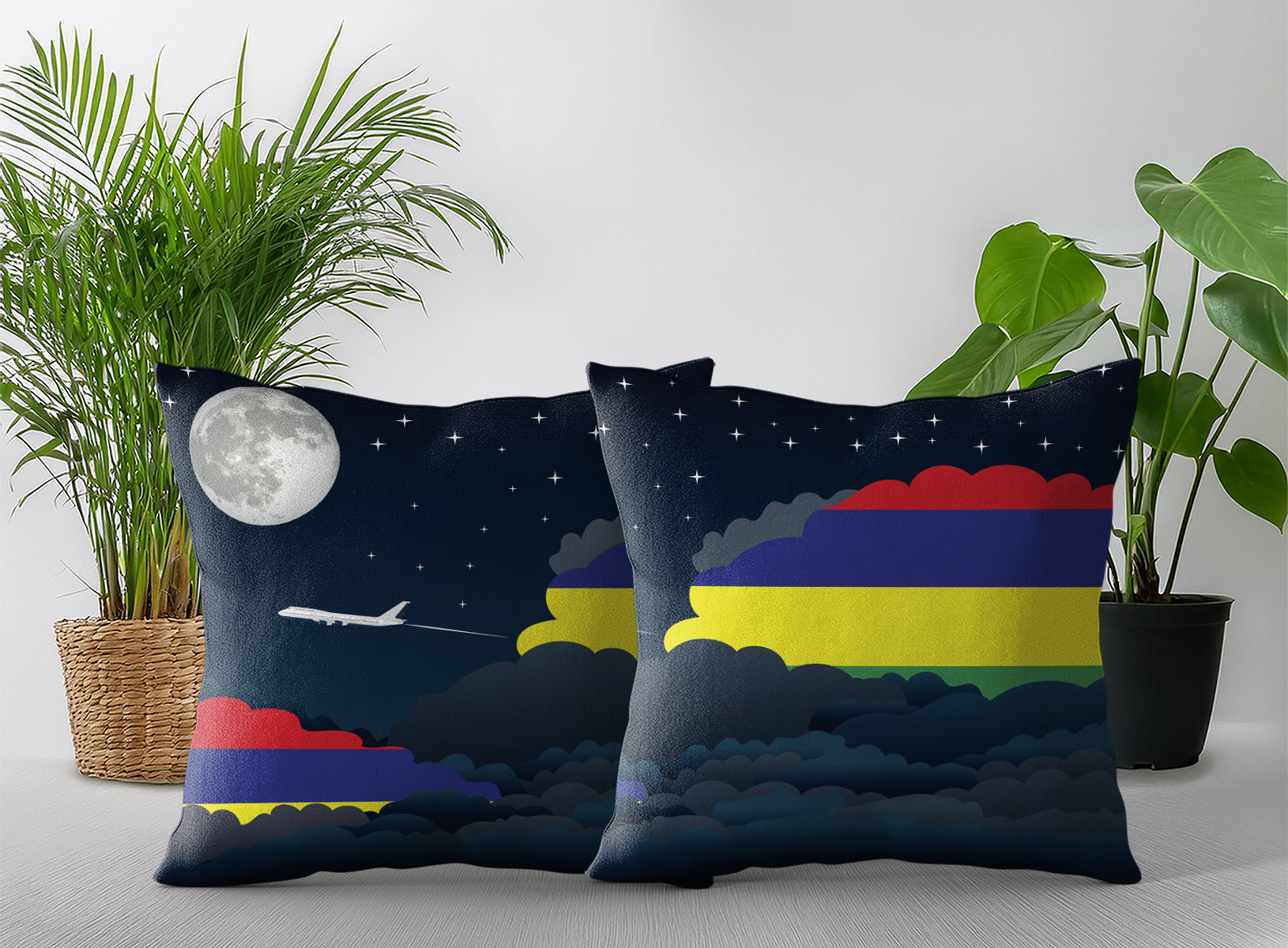 Mauritius Night Clouds Pillow Case and Pillow Throw