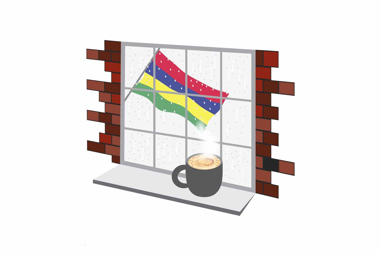 Mauritius Coffee Rain Window Fridge Magnet