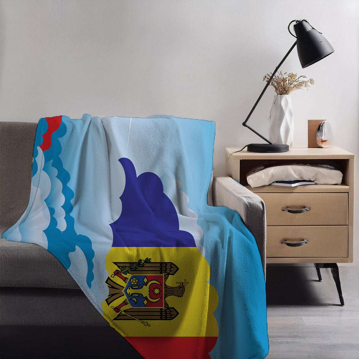 Moldova Day Clouds Blanket Throw