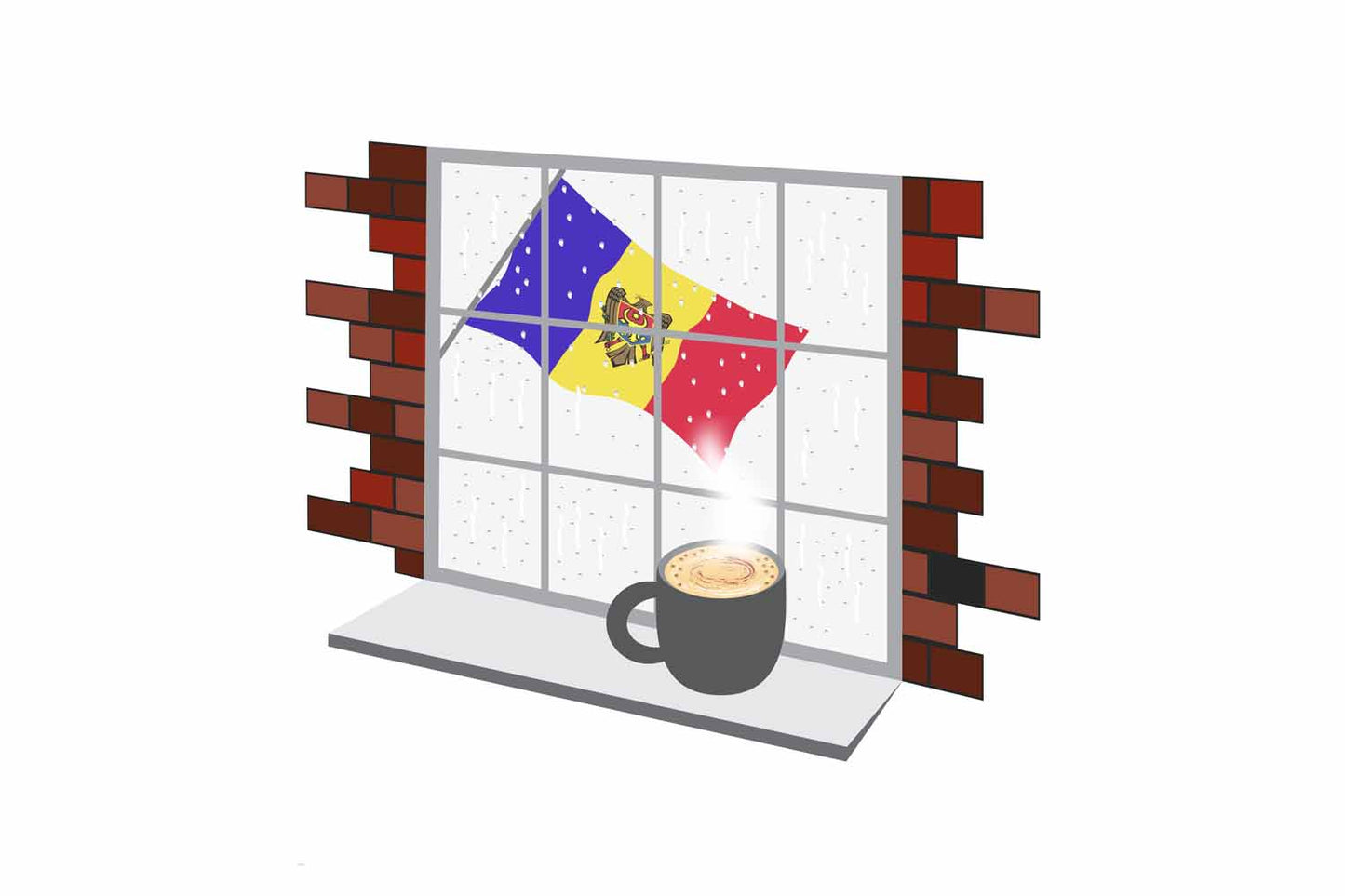 Moldova Coffee Rain Window Fridge Magnet