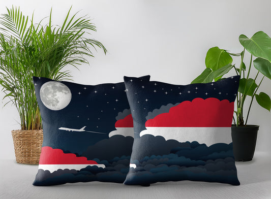 Monaco World Airplane Night Clouds Square & Rectangle Pillow Cases | Aviation Night Sky Pillow Covers