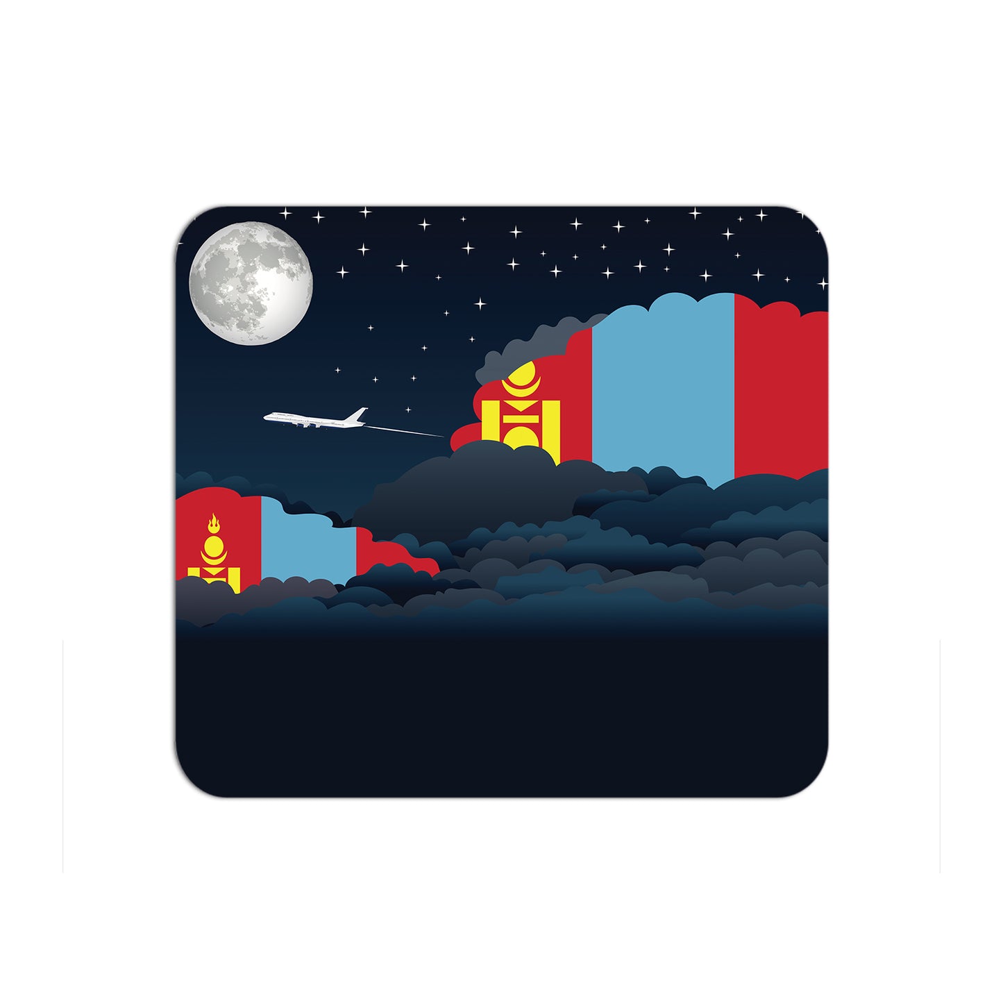 Mongolia Airplane Airport Flight Night Clouds Mousepad 