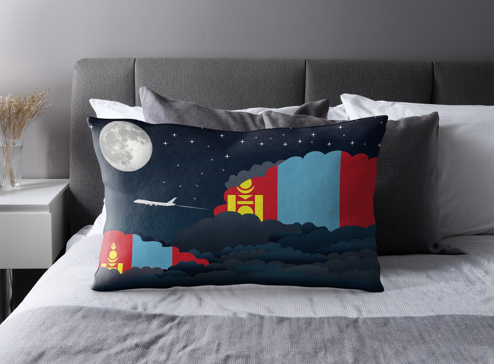 Mongolia Night Clouds Pillow Case and Pillow Throw