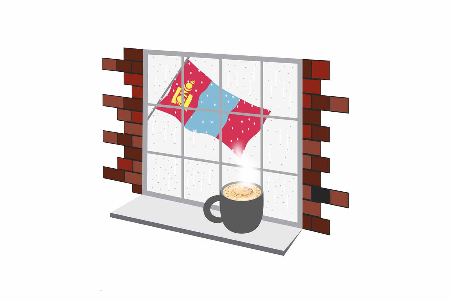 Mongolia Coffee Rain Window Fridge Magnet