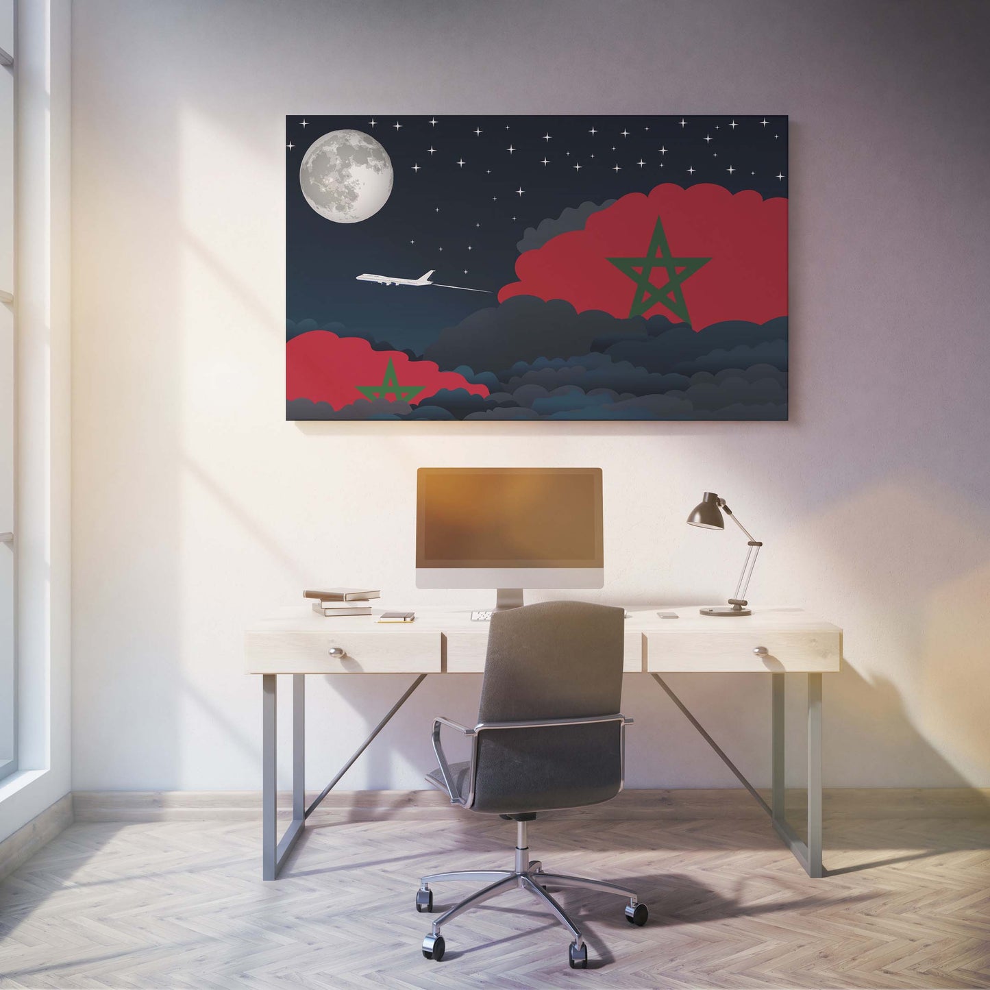 Morocco Night Clouds Canvas Print Framed