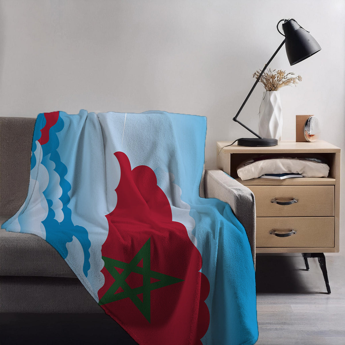 Morocco Day Clouds Blanket Throw