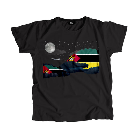 Mozambique Night Clouds Airplane Airport Flight Men Unisex T-Shirt Night Clouds Airplane Airport Flight T-Shirt