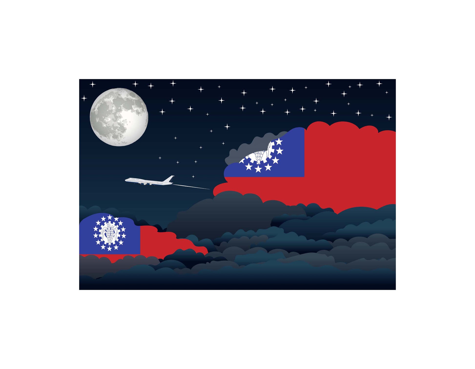 Myanmar - Burma Night Clouds Canvas Print Framed