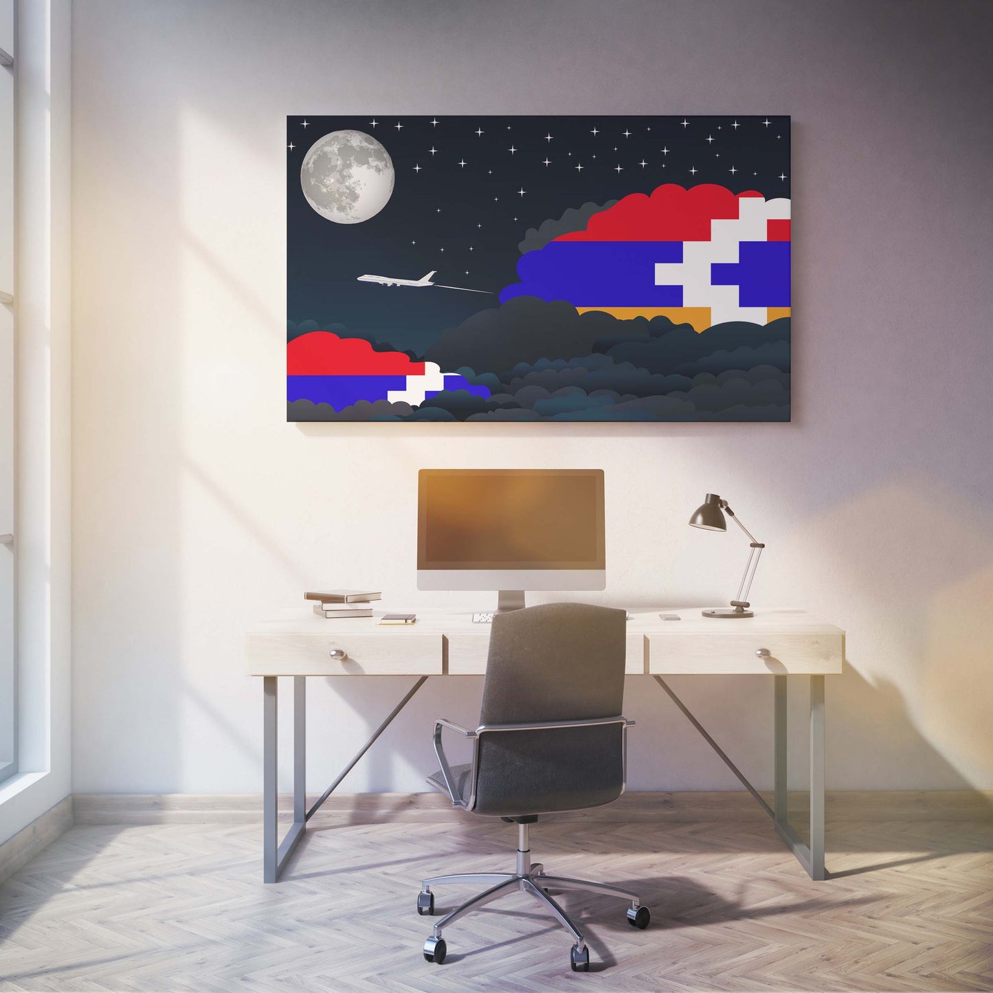 Nagorno-Karabakh Republic Night Clouds Canvas Print Framed