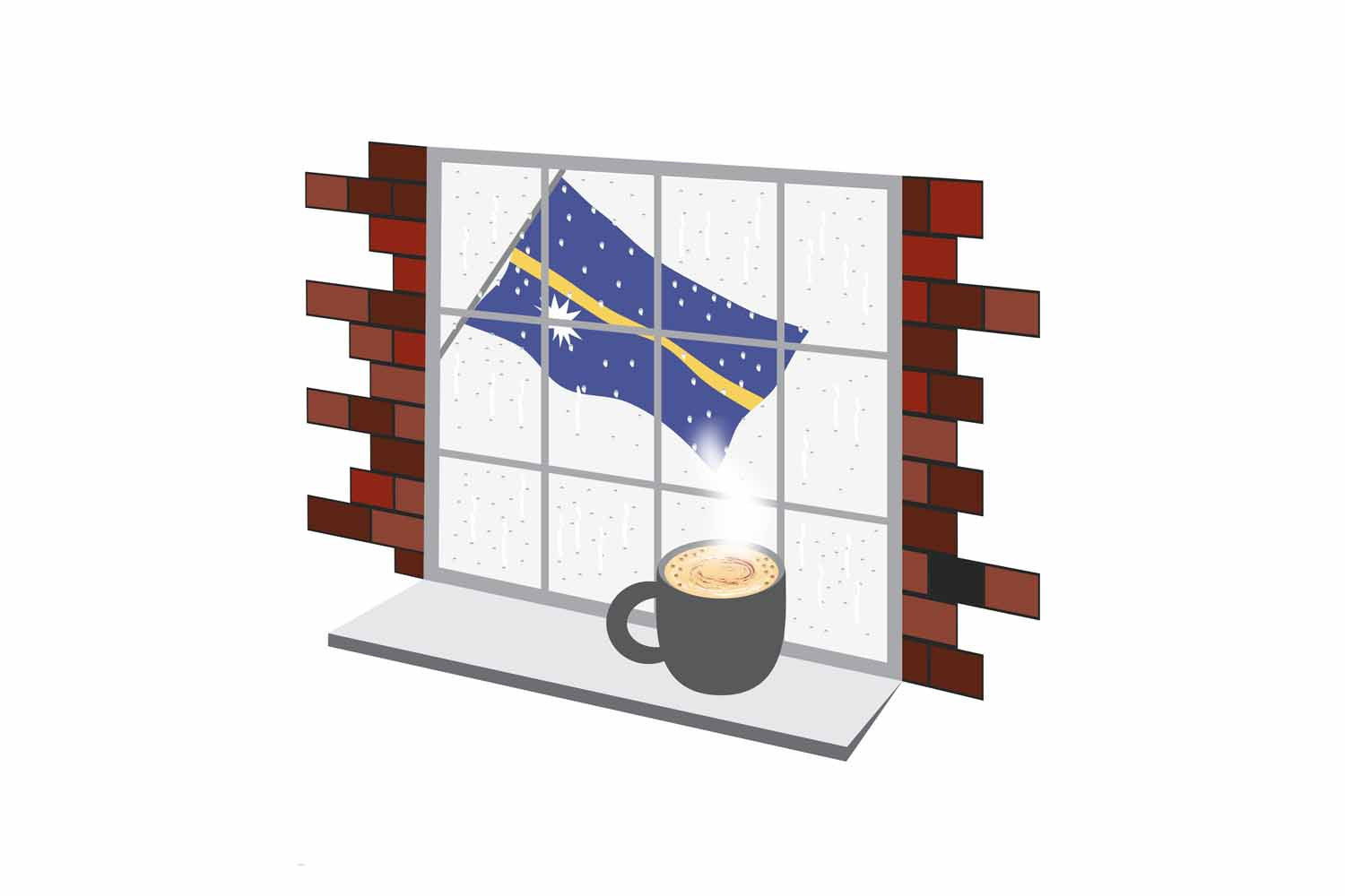 Nauru Coffee Rain Window Fridge Magnet