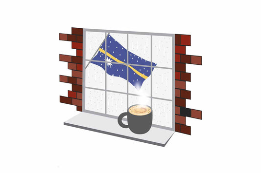 Nauru Coffee Rain Window Fridge Magnet