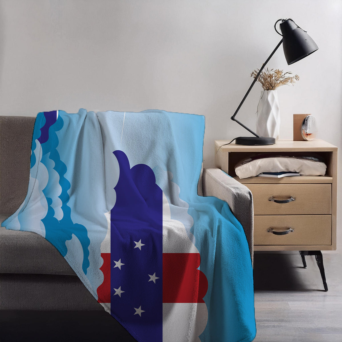 Netherlands Antilles Day Clouds Blanket Throw