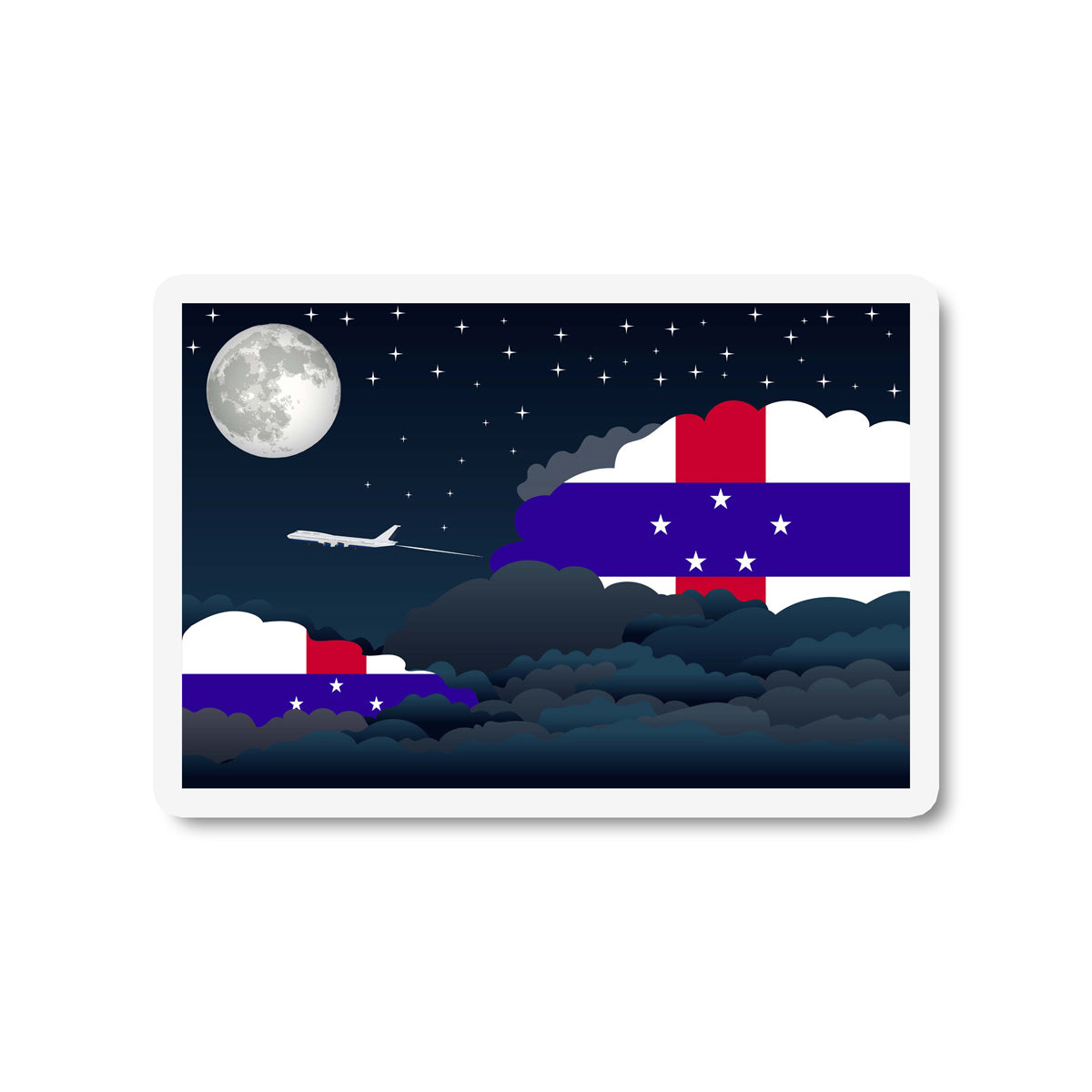 Netherlands Antilles Night Clouds Fridge Magnet