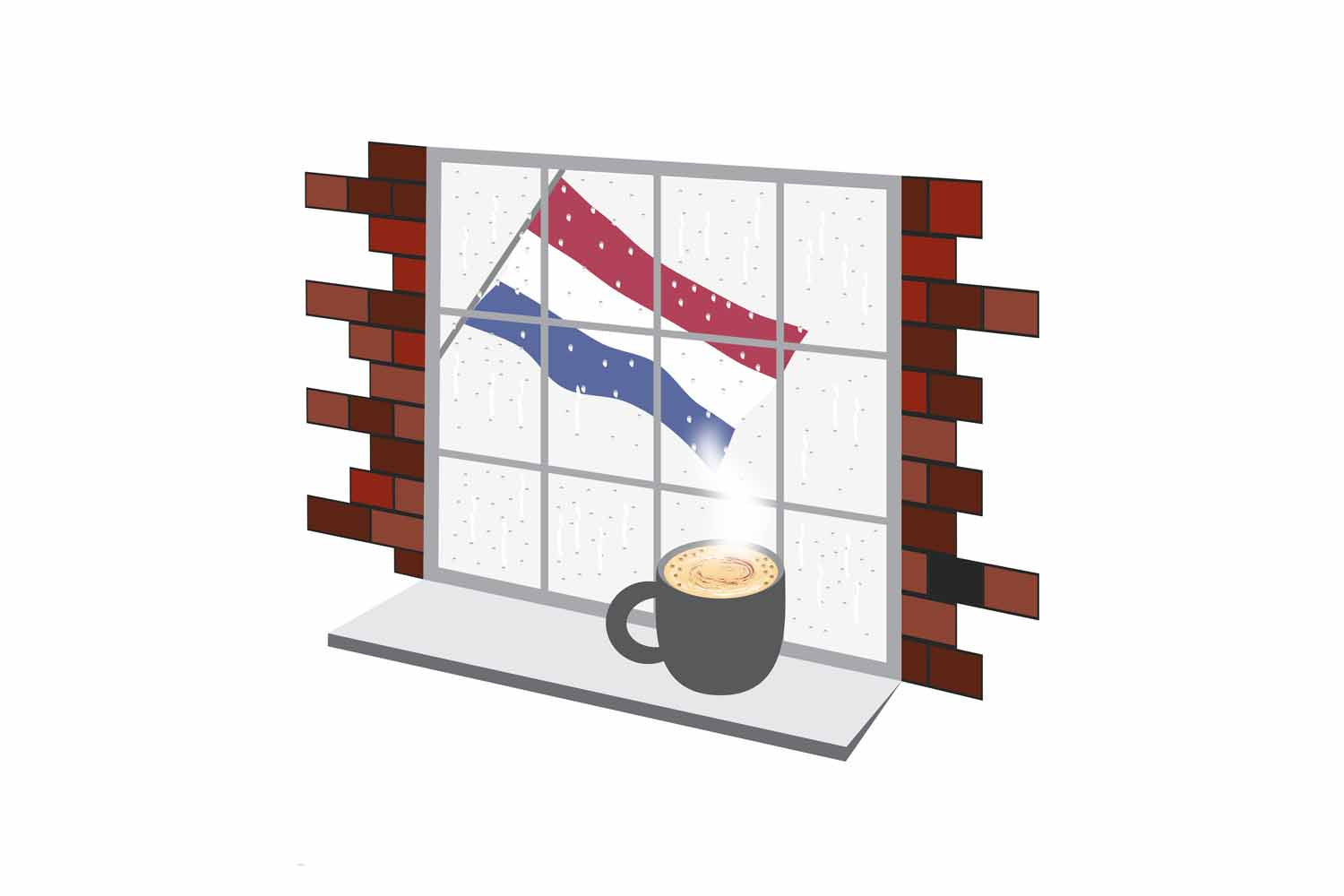 Netherlands Coffee Rain Window Fridge Magnet
