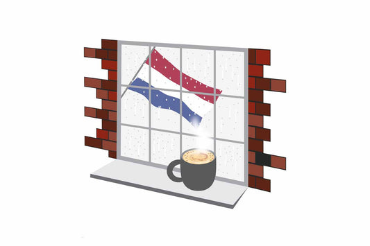 Netherlands Coffee Rain Window Fridge Magnet