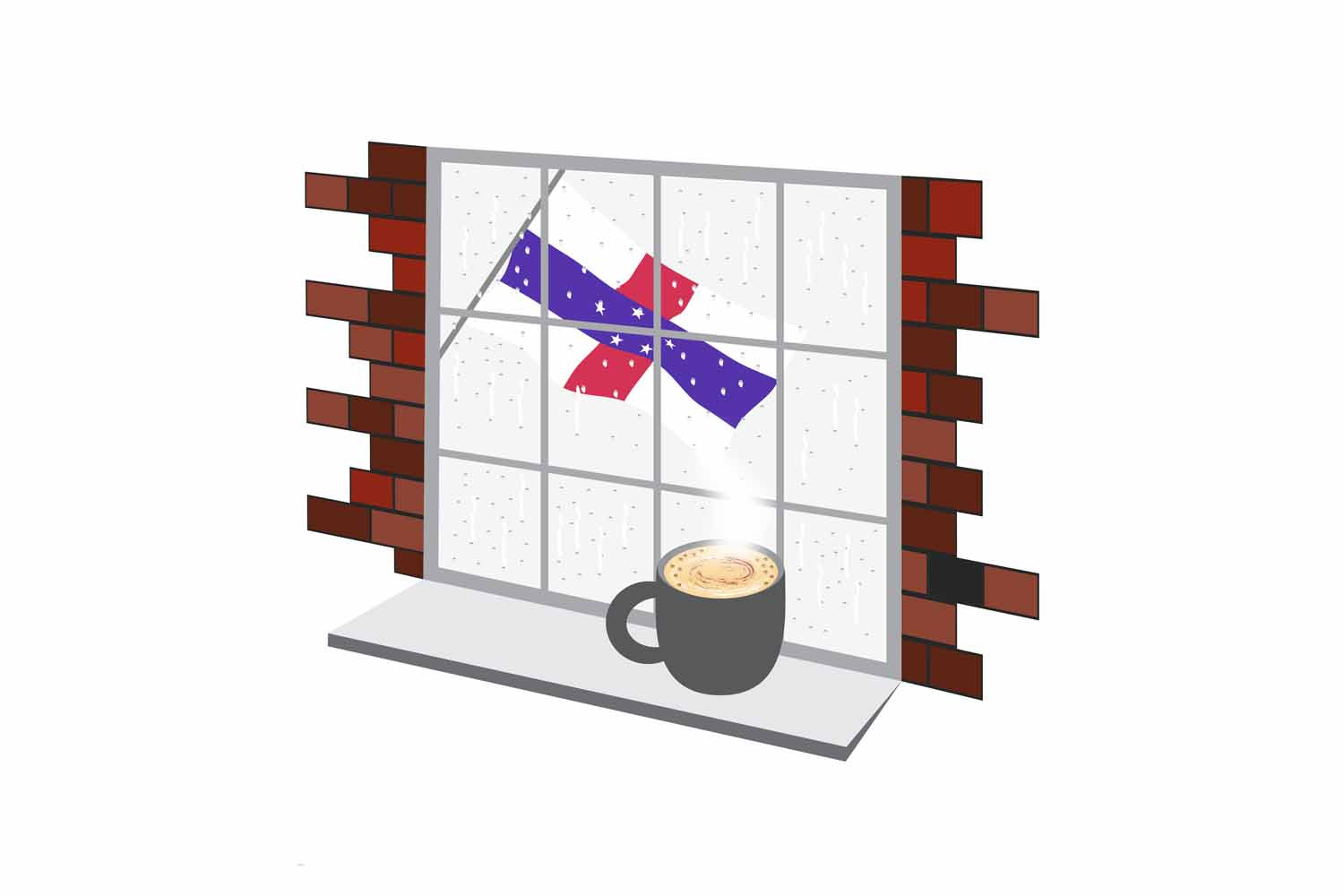 Netherlands Antilles Coffee Rain Window Fridge Magnet