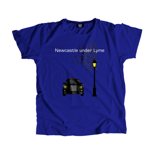 Newcastle under Lyme Black Taxi Men Unisex T-Shirt Royal Blue | UK Graphic Apparel