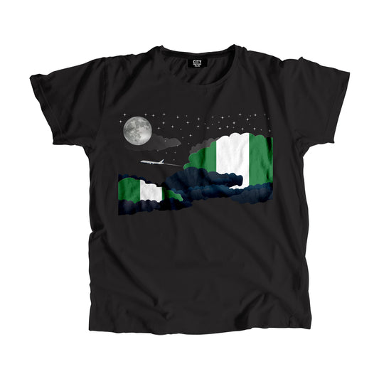 Nigeria Night Clouds Airplane Airport Flight Men Unisex T-Shirt Night Clouds Airplane Airport Flight T-Shirt
