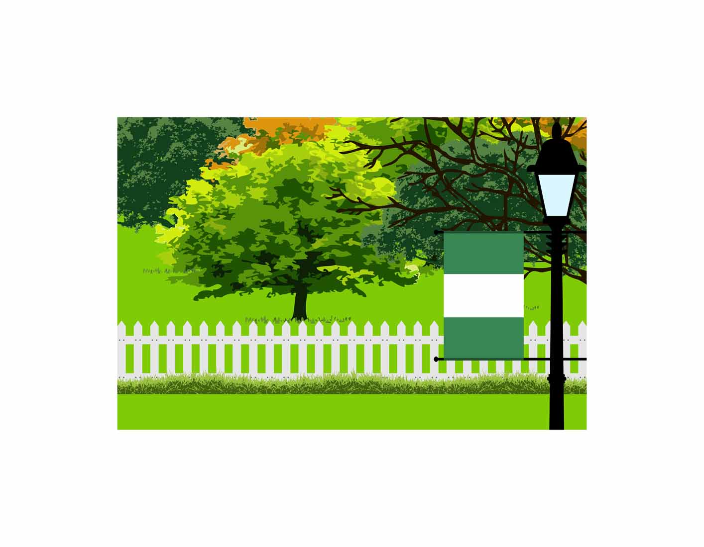 Nigeria Trees Street Lamp Canvas Print Framed