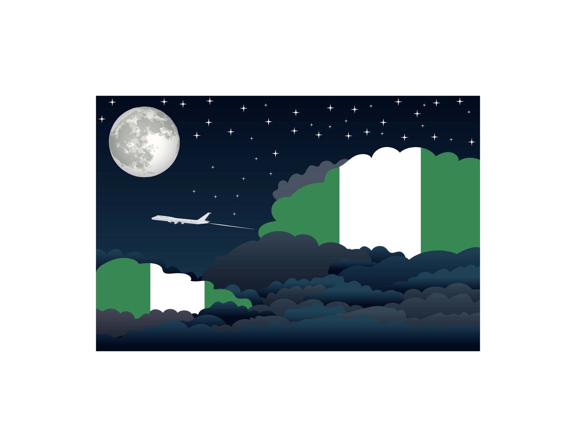 Nigeria Night Clouds Canvas Print Framed