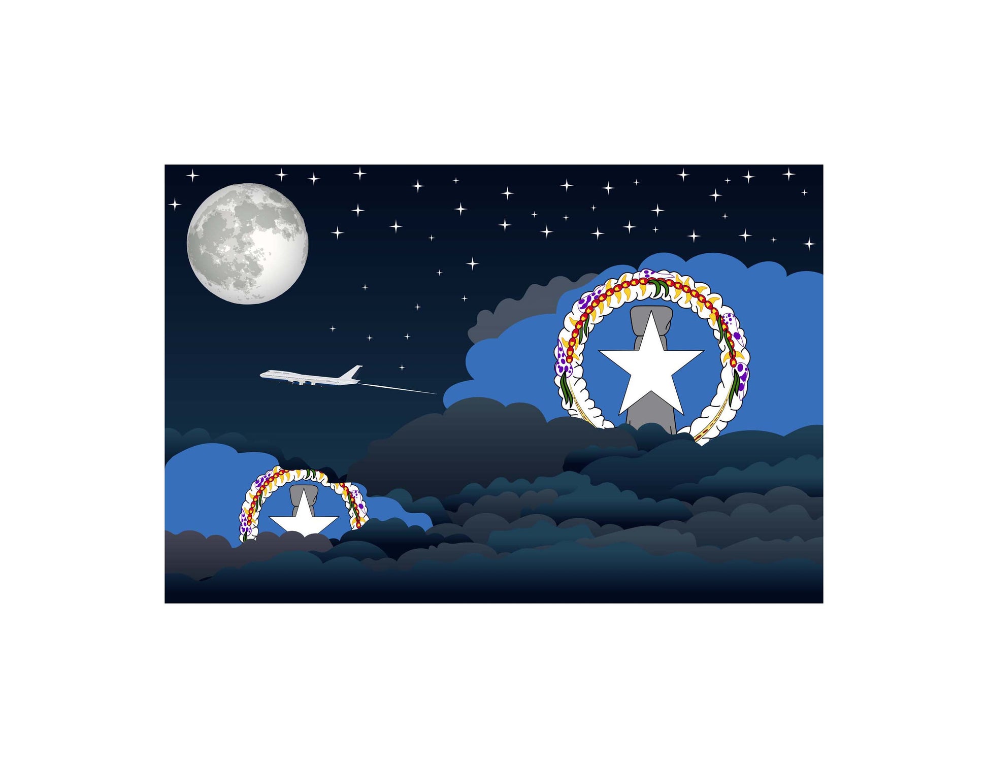 Northern Mariana Islands Night Clouds Canvas Print Framed
