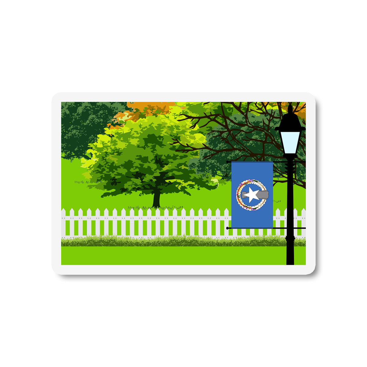 Northern Mariana Islands Trees and Street Lamp Sticker