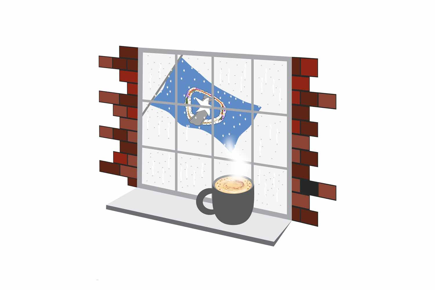 Northern Mariana Islands Coffee Rain Window Fridge Magnet
