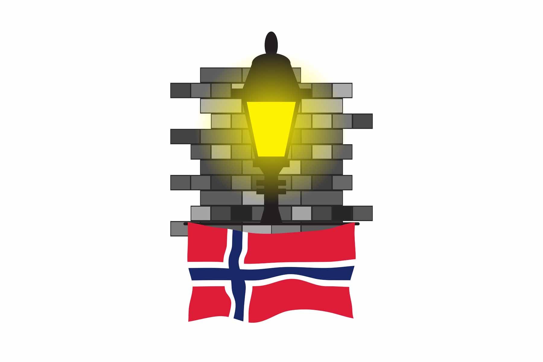 Norway Street Lamp Bricks Fridge Magnet
