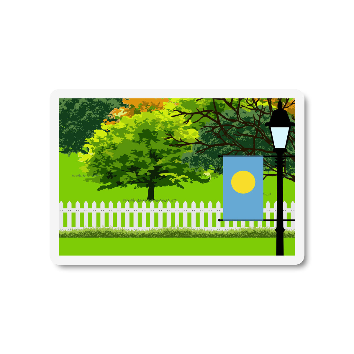 Palau Trees and Street Lamp Sticker