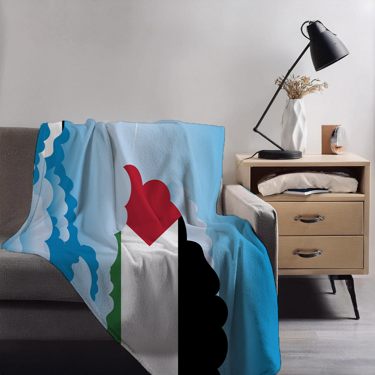 Palestine Day Clouds Blanket Throw