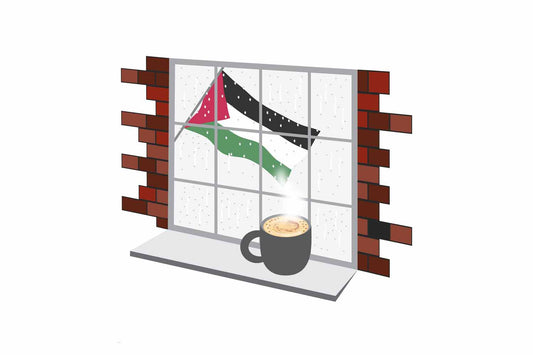 Palestine Coffee Rain Window Fridge Magnet